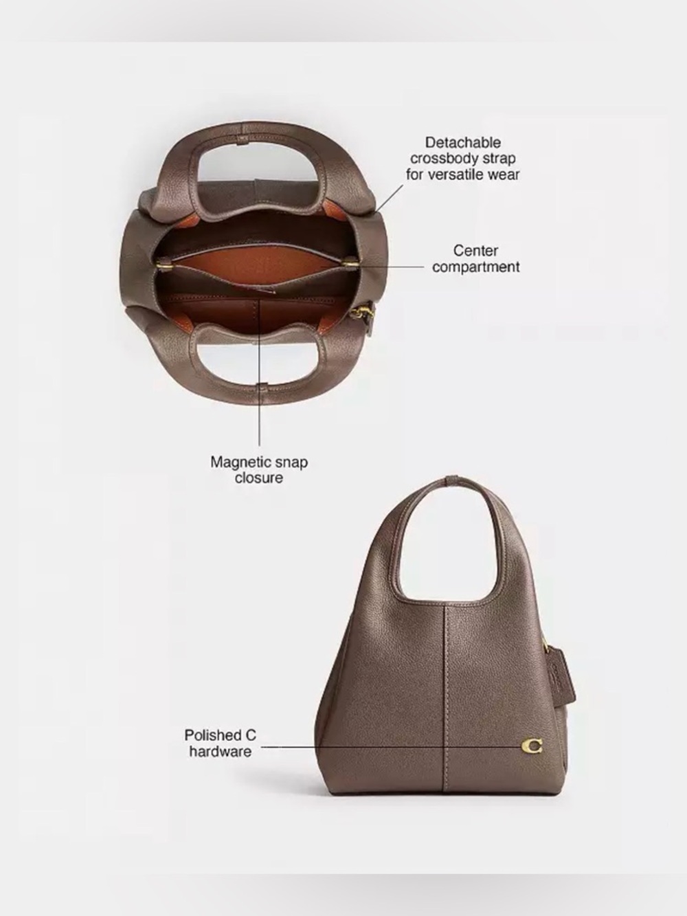 Coach Lana Shoulder Bag 23 in Brass Dark Stone Color - Picture 13 of 14